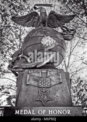 Medal of Honor Monument im Woodlands TX USA in B&W Stockfoto