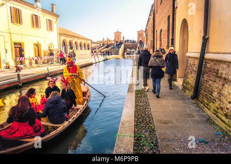 Gondel canal Karneval von comacchio Klein Venedig Ferrara Italien Emilia Romagna Stockfoto