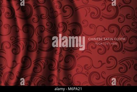 Traditionelle rote chinesische Seide Satin Stoff Hintergrund Tuch Spirale wave Kreuz cloud Stock Vektor