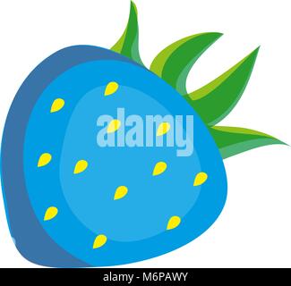 Blau cartoon Erdbeere auf weißem Hintergrund. Vector Illustration, Clip Art, Symbol. Stock Vektor