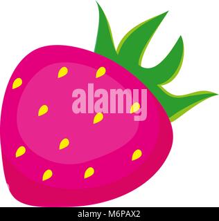Rosa cartoon Erdbeere auf weißem Hintergrund Stock Vektor