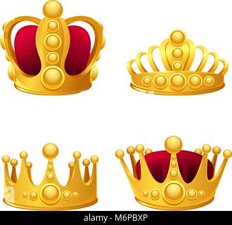 Satz von Gold Kronen isoliert Stock Vektor