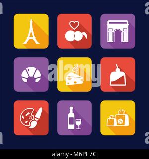 Paris Symbole, flache Bauweise Stock Vektor