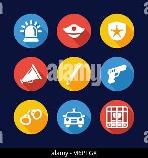 Polizei Symbole flache Design Kreis Stock Vektor