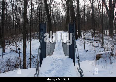 Ein Tag in den verschneiten Landschaften des Parks verbracht und Trails an einem kalten Wintertag im Februar. Stockfoto