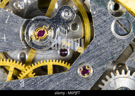 Uhrwerk alte mechanische Hohe Auflösung und Detailtreue Stockfoto