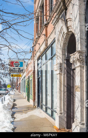 Gemischt - kommerzielle Nutzung Gebäude im Logan Square - Kosciuszko Park Nachbarschaft Stockfoto