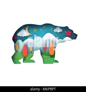 Tragen Abbildung. Cartoon Papier Landschaft. Stock Vektor