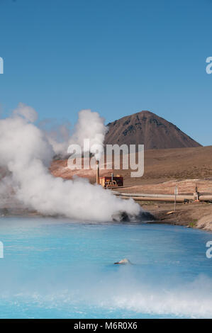 Geothermische Stationen neben Mount Krafla Island Stockfoto