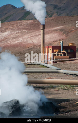 Geothermische Stationen neben Mount Krafla Island Stockfoto