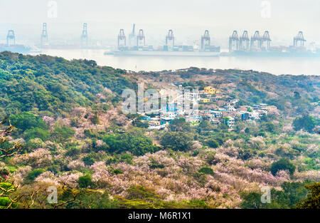 Landschaft der Insel Elephanta Hafen in Mumbai, Indien Stockfoto