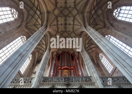 St. George's Münster gotischen Hallenkirche, Dinkelsbühl, Mittelfranken, Bayern, Deutschland Stockfoto