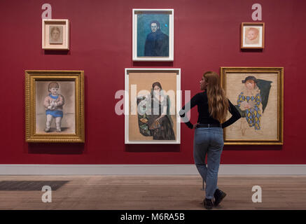 Tate Modern, London, UK. 6. März 2018. Die erste Einzelausstellung von Picasso in der Tate Modern und eines der ehrgeizigsten Ausstellungen in die Geschichte des Museums mit über 80 Gemälde, Skulpturen und Arbeiten auf Papier noch nie in Großbritannien gesehen. Die EY Ausstellung: Picasso 1932 - Liebe, Ruhm, Tragödie versammelt über 100 außergewöhnliche Werke von Pablo Picasso (1881 - 1973) im Jahr 1932, einer der am intensivsten Schaffensperioden in seinem Leben. Credit: Malcolm Park/Alamy Leben Nachrichten. Stockfoto