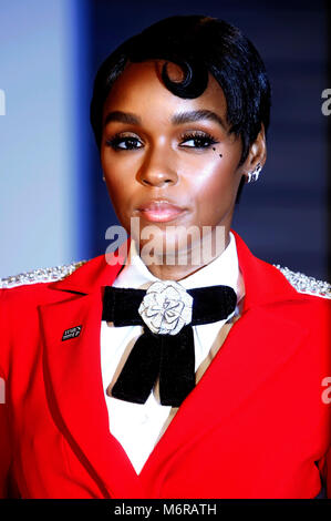 Janelle Monae Teilnahme an die 2018 Vanity Fair Oscar Partei gehostet von radhika Jones an Wallis Annenberg Center für Darstellende Künste am 4. März in Beverly Hills, Kalifornien 2018. Stockfoto