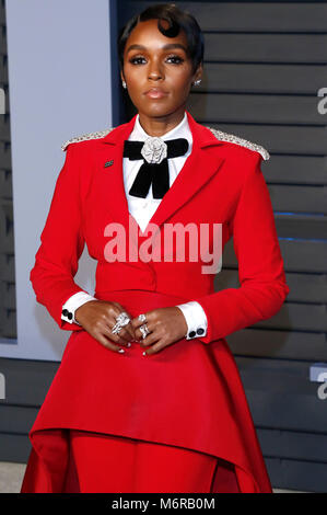 Janelle Monae Teilnahme an die 2018 Vanity Fair Oscar Partei gehostet von radhika Jones an Wallis Annenberg Center für Darstellende Künste am 4. März in Beverly Hills, Kalifornien 2018. Stockfoto