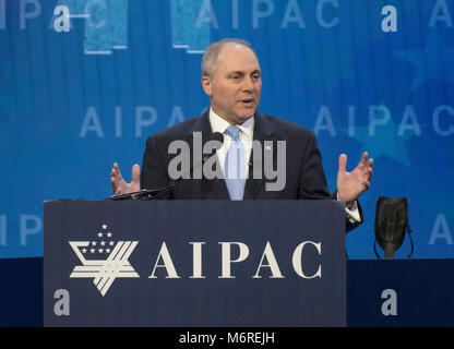 Washington, USA. 06 Mär, 2018. United States Vertreter Steve Scalise (Republikaner von Louisiana) spricht an der American Israel Public Affairs Committee (AIPAC) 2018 Politik Konferenz im Washington Convention Center in Washington, DC am Dienstag, 6. März 2018. Credit: Ron Sachs/CNP - KEINE LEITUNG SERVICE · Credit: Ron Sachs/konsolidierte News Fotos/Ron Sachs - CNP/dpa/Alamy leben Nachrichten Stockfoto