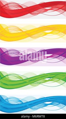 Eine Reihe von abstrakten Banner für Web header in verschiedenen Farben Stock Vektor
