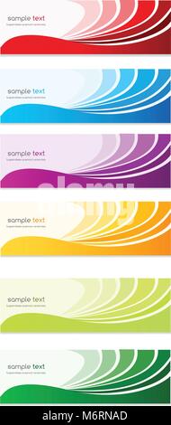 Sammlung Banner modern Wave Design, farbigen Hintergrund. Stock Vektor