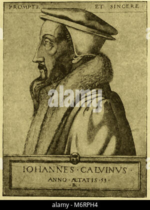 Eine französische Portrait von John Calvin (Jehan Cauvin), französischer Humanist, Rechtsanwalt, Theologe, Pfarrer und Reformator im Alter von 53 Stockfoto