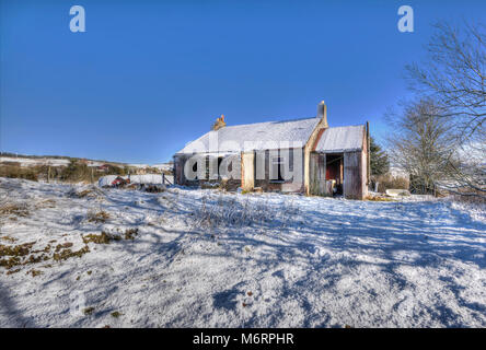 Verfallenes Cottage in der Landschaft in der Nähe von Wilsontown, Her, Lanarkshire, Schottland Stockfoto