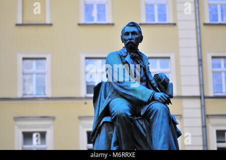 Statue des Schriftstellers Aleksander Fredro Platz Rynek, Wroclaw, Polen Stockfoto