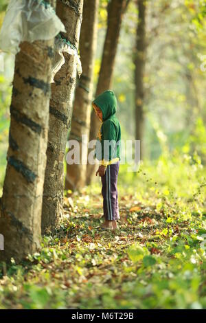 Glückliche Kindheit, Schlamm Spielen, Fußball, Spaß mit Natur, Kindheit genießen, Kinder Fußball, Erinnerungen, Spaß, Kinder Zyklus, Baum mit Junge, Spiel Stockfoto