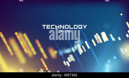 Tech Hintergrund. Neon Glow grid Wallpaper. Wissenschaft Visualisierung Stock Vektor