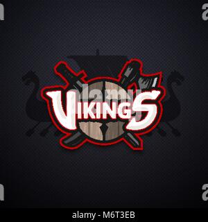 Vikings sport Logo, dunkle Vektor Emblem Stock Vektor