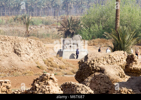 Bild der Statue der Löwe von Babylon in die antike Stadt Babylon, und der Löwe ist von harten Stein. Stockfoto