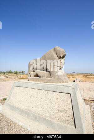 Bild der Statue der Löwe von Babylon in die antike Stadt Babylon, und der Löwe ist von harten Stein. Stockfoto