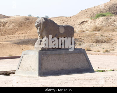 Bild der Statue der Löwe von Babylon in die antike Stadt Babylon, und der Löwe ist von harten Stein. Stockfoto