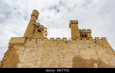 Schloss von Olite Unterseite in Navarra, Spanien Stockfoto