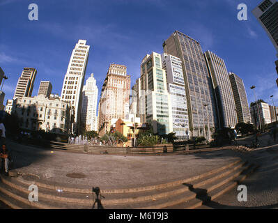 Banco Edifício do Banespa, Banco de Boston, Martinelli, Vale do Anhangabau, Sao Paulo, Brasilien Stockfoto