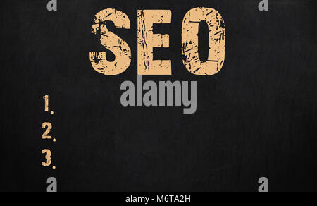 Search Engine Optimization Konzeption auf die Tafel geschrieben. Stockfoto