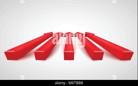 3D realistische rote Pfeile, Vektor Stock Vektor