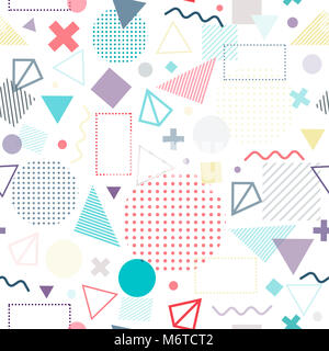 Geometrische nahtlose Muster Farbe, Stil, bestehend aus Linie geometrische Formen und Linien. Bunte geometrische nahtlose Muster. Hipster Memphis s Stockfoto