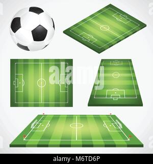 Fußball-Fußball-Feld und Kugel Stock Vektor