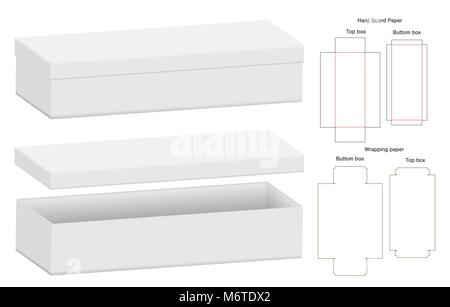 Box Verpackung die cut Template Design. 3d Mock-up Vector Illustration. Stock Vektor