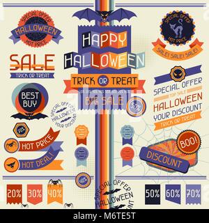 Halloween Verkauf Etiketten und Aufkleber Stock Vektor