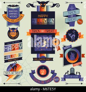 Halloween Fahnen, Abzeichen und gestalterische Elemente Stock Vektor