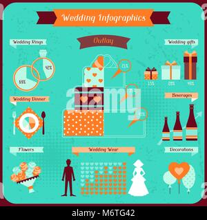 Hochzeit Infografiken im Retro-Stil Stock Vektor