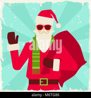 Frohe Weihnachten Hintergrund mit Santa in hipster Style Stock Vektor