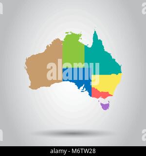 Australien Farbkarte mit Regionen Symbol. Business Kartographie Konzept Australien Piktogramm. Vector Illustration. Stock Vektor