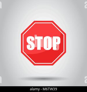 Rote STOP-Schild Vektor icon. Gefahrensymbol Vector Illustration. Stock Vektor