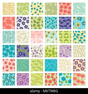 Satz von 36 nahtlose florale Muster Stock Vektor