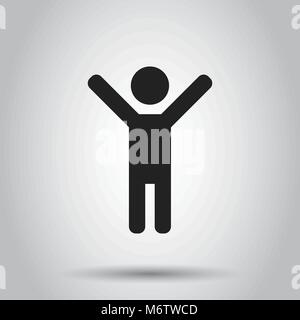 Glückliche Menschen mit Händen Vektor icon. Die Menschen glücklich Zeichen Abbildung. Business Konzept einfache flache Piktogramm auf isolierten Hintergrund. Stock Vektor