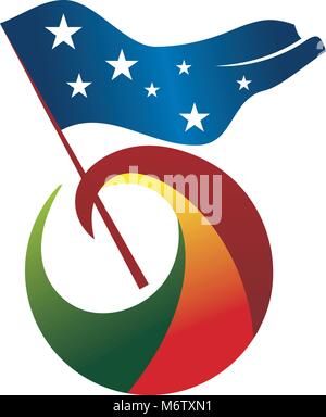 Freiheit Flagge Logo Design Template Vector Stock Vektor