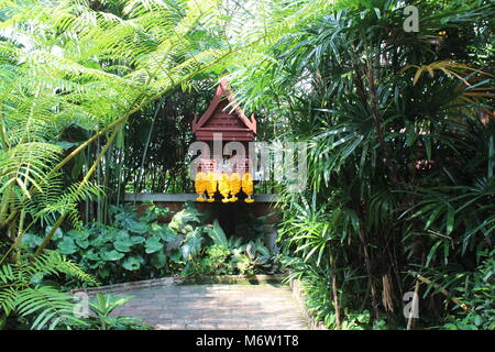 Jim Thompson Haus und Gärten in Bangkok, Thailand. Die traditionelle thailändische Architektur. Stockfoto