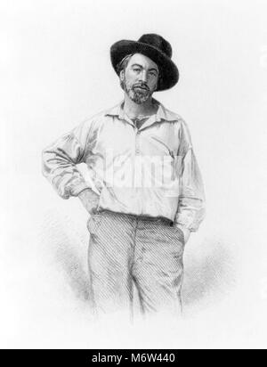 Walt Whitman (1819-1892), Gravur der amerikanischen Dichterin als junger Mann von Samuel Hollyer, 1854 Stockfoto