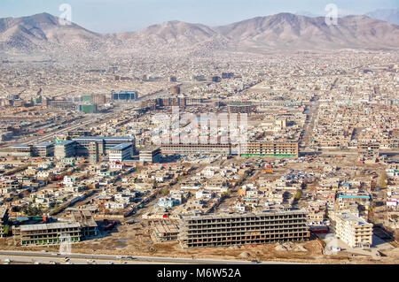 Luftbild von Kabul Afghanistan der Innenstadt und Umgebung Stockfoto